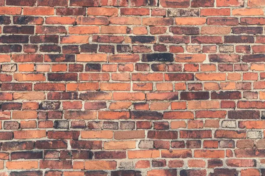 Bricks laid in a running bond pattern with visible mortar joints